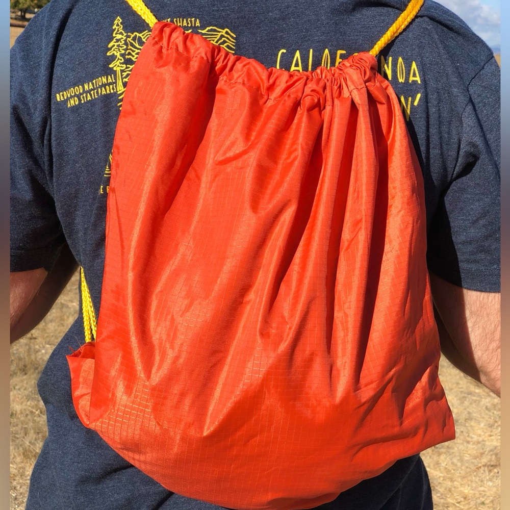 Draw String Backpack Orange And Yellow - Picture 12 of 14